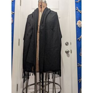 Black Cashmere Shawl Wrap 24.5x72 Soft Long Scarf Minimalist Elegant Boho Gypsy